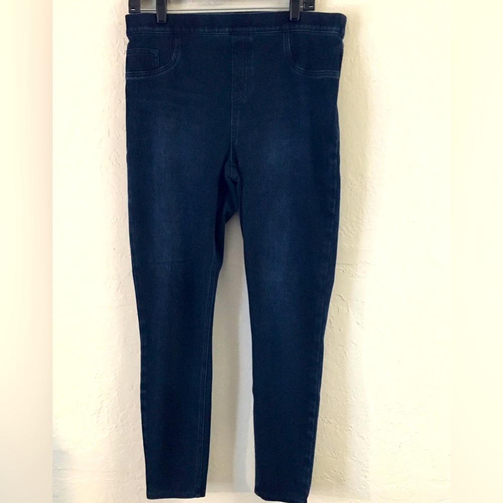 Spanx Pull On Style Stretch Pants Jeans Jeggings XL Blue Casual Denim